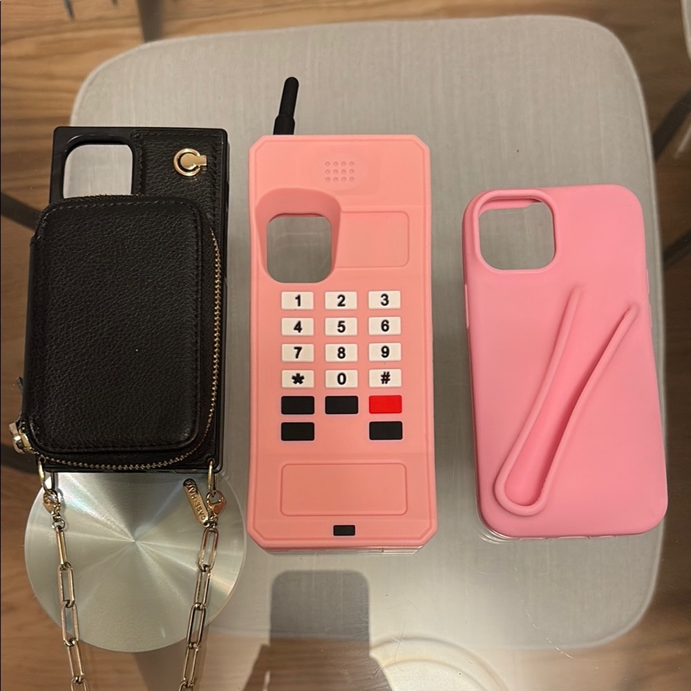 Retro Pink & Black Cell Phone Case Set - iPhone 12 MINI